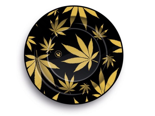 metalowa popielniczka Leaves Gold 14cm.jpg